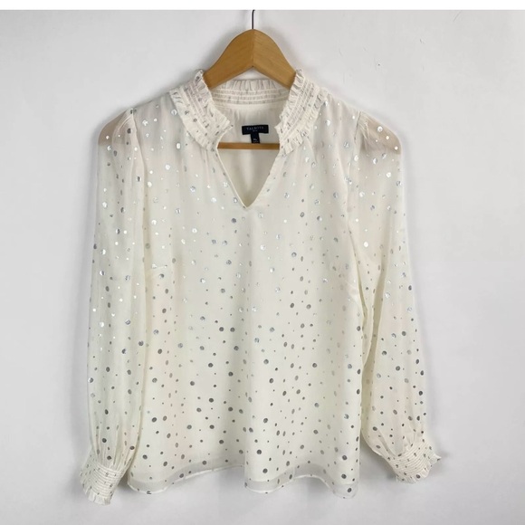 Talbots Smocked Cheerful Dots Top Petite PXL - Picture 2 of 8